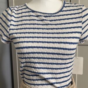 Navy and White Striped Women's Tee